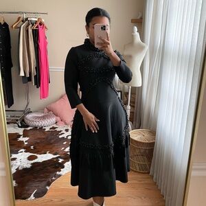 Front Row by Sara & Goldy Beaded Black Tea Length Formal Dress Size XS